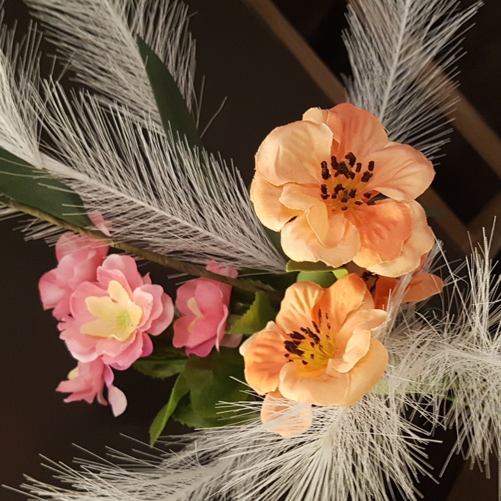 Orange Pink Artificial Flowers with Artificiel Leaves